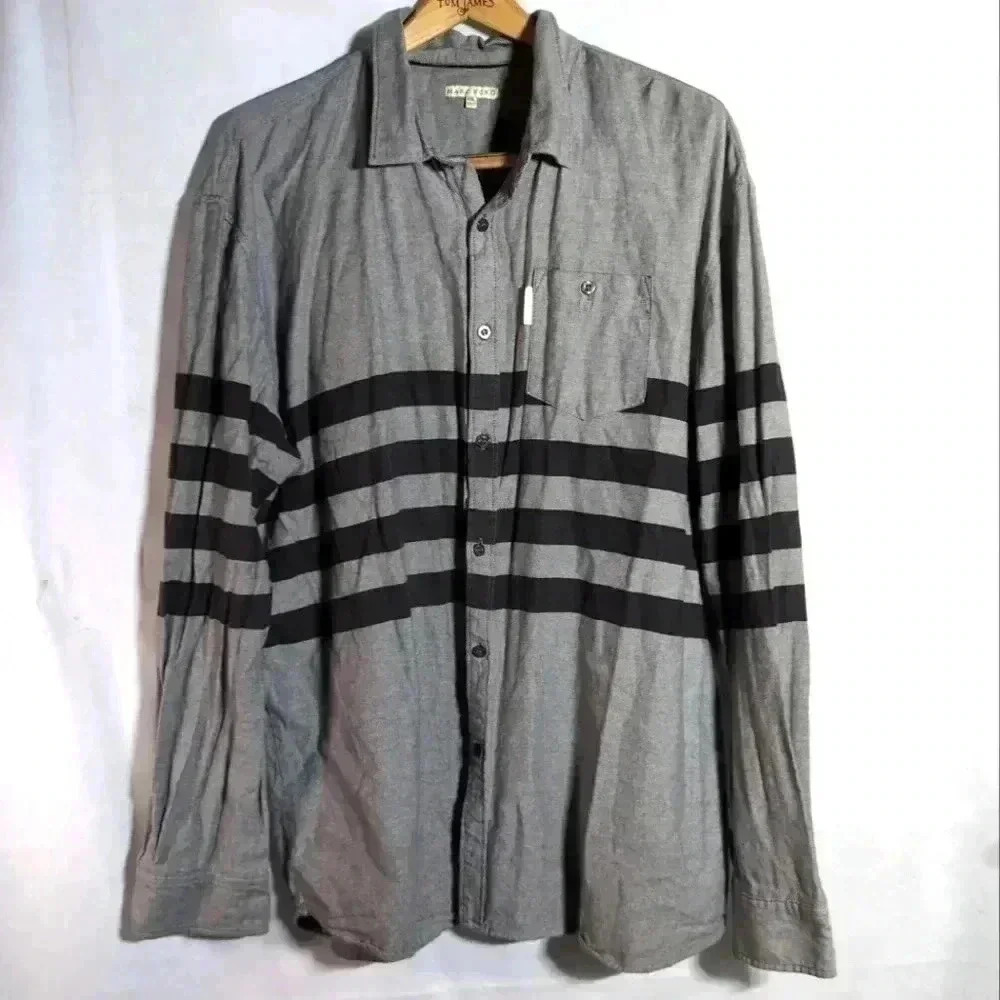 Vintage Marc Ecko Gray Black button down sz XXL Cut and Sew and Well Hung logo